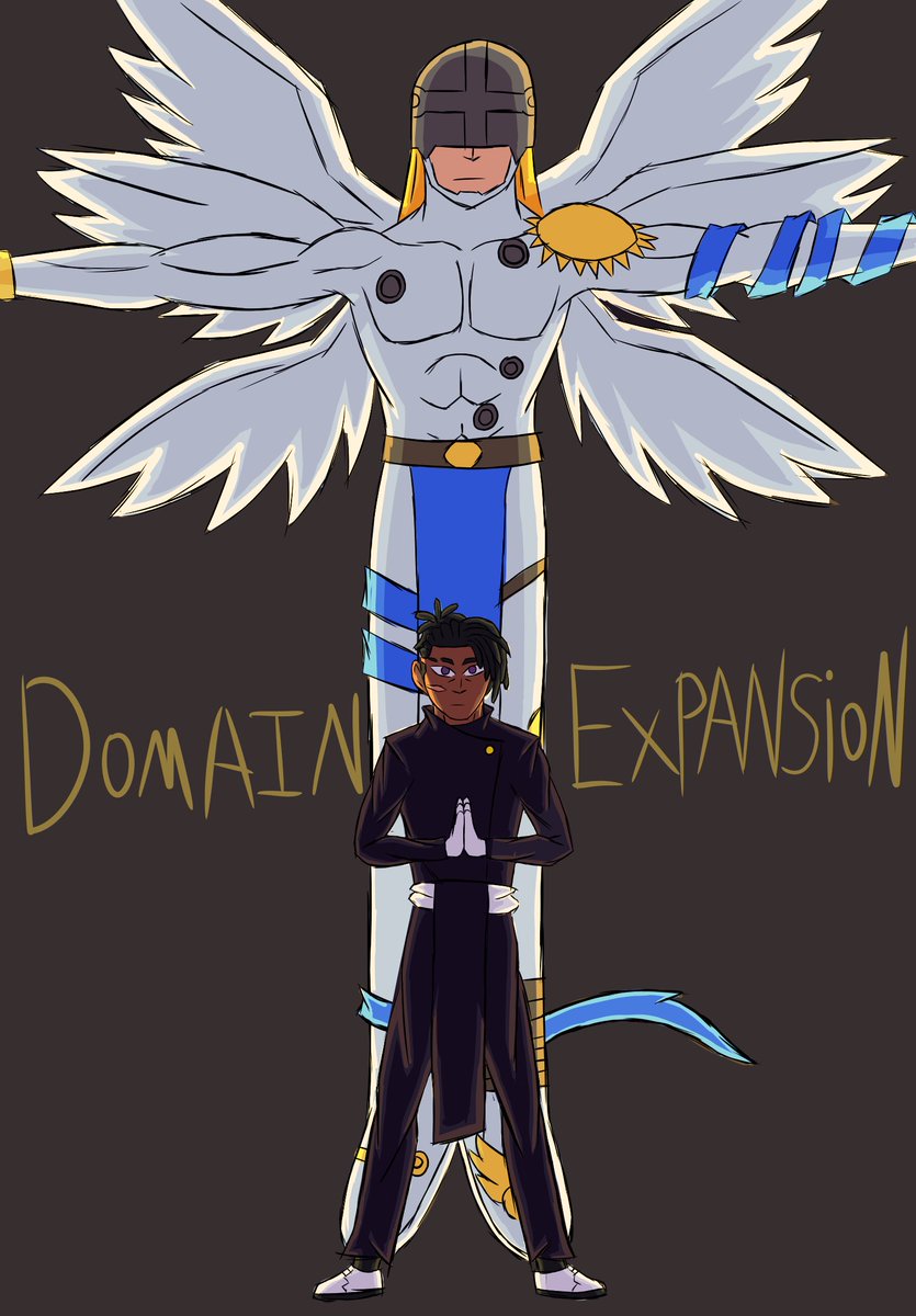 LunarMoji's tweet photo. digicember day 8 angemon. ivory creed opened his domain expansion but it seems that angemon showed up instead of the arch angel Michel. ivory creed bleongs to @DallienceRNG . #digicember #digimon #angemon #JujutsuKaisen #ivorycreed https://t.co/qwrLToQHdA