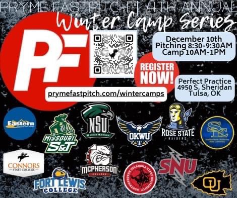 A few spots left for this Sunday Dec 10th and camp #3 January 7th! Register/Info - prymefastpitch.com/wintercamps
Pitching/Catching @ 8:30
Main Camp @ 10:00