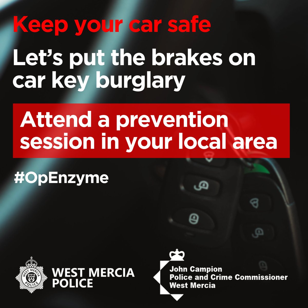 KMinsterCops's tweet photo. #OpEnzyme | Later today officers from our Safer Neighbourhood Teams and Proactive CID teams will be on hand on the car park at SAINSBURYS, KIDDERMINSTER between 11am and 3pm to speak to you to give advice on how to protect your vehicles and homes. https://t.co/5sbjOIP7Zo