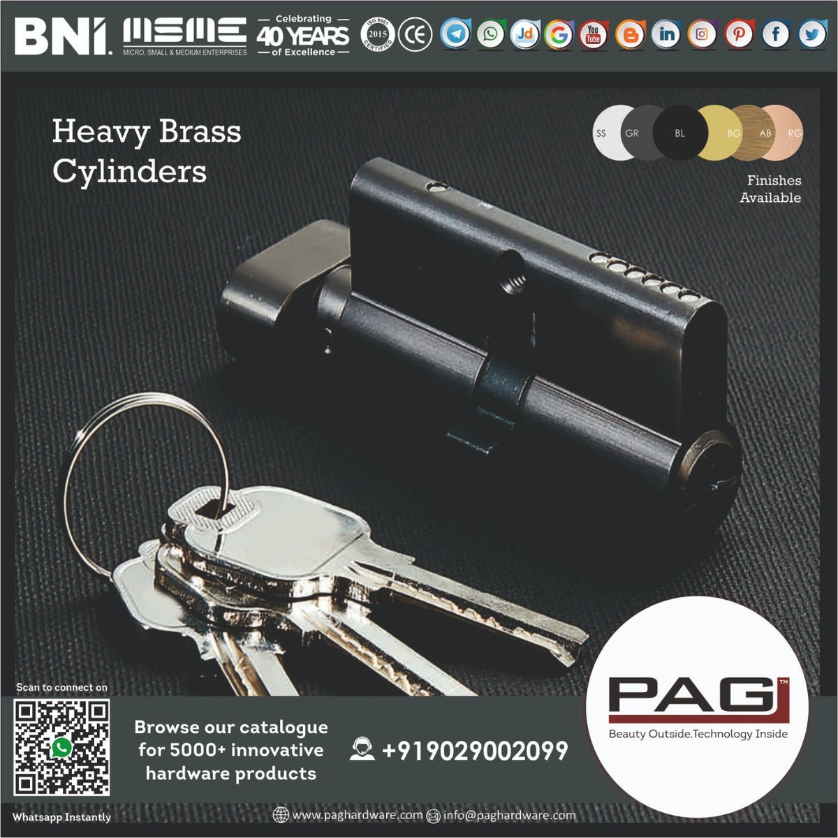 Presenting High Quality Brass Key & Keyless Cylinders for your Doors. #doormanufacturers #architecture #paghardware #interiors #homeimprovement #homeimprovement