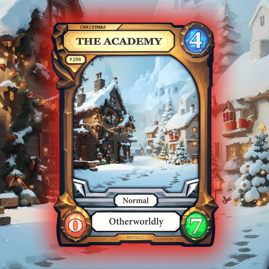 🎶 It's beginning to look a lot like Christmas at #TheAcademy! 🎄

Join the festive spirit with our '12 Days of Christmas' event starting this week! 

Get a limited edition card with your 200 card pack. 

Let the holiday battles begin! ❄️🎁 #SeasonalSpecial #CollectibleCards