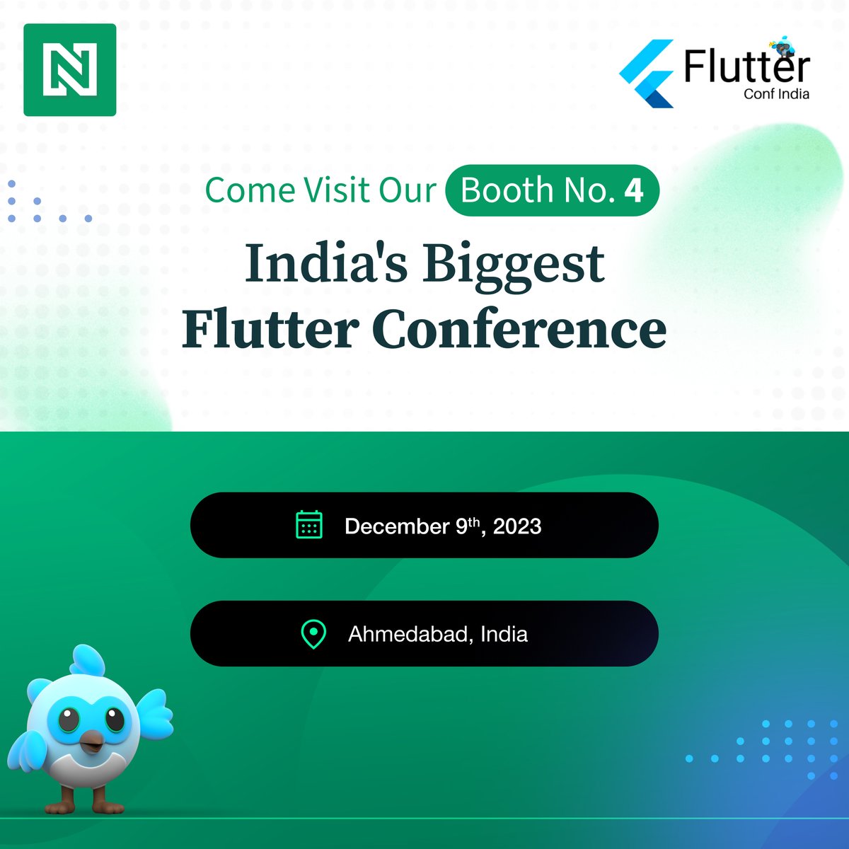 NonStopio's tweet image. We are all set and eager to be a part of Fantastic @flutterconfin

Don&apos;t forget to stop by NonStopio&apos;s booth! We&apos;ll be on hand to answer your questions, and talk about all things #Flutter and #NonStop!

Don&apos;t miss your chance to win amazing #goodies. Come play our quiz and win!