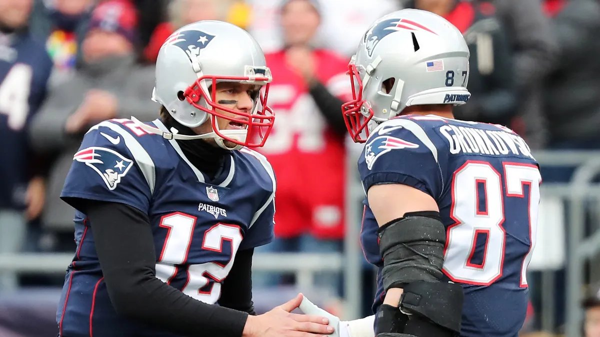 nflrums's tweet photo. Former Patriots and Bucs TE Rob Gronkowski says that Tom Brady was sending him clips  yesterday from when they played together.. 

 Brady said: “Bro. No one’s done it like us.” https://t.co/QvvBuVDigt