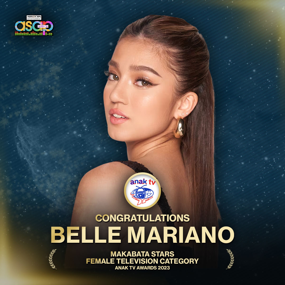 Congratulations, Belle Mariano! 🌟

Makabata Stars – Female Television Category at Anak TV Awards 2023. Well-deserved! 🏆📺

We are proud of you! ✨