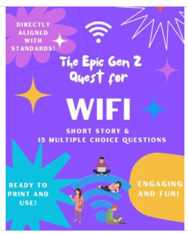 CreativeCoreC's tweet photo. Title: "The Epic Gen Z Quest for Wi-Fi" Printable Reading with Q &amp; A https://t.co/ypzuZZnPCU #teaching #tpt #highschool #englished #education #lesson #CCSS #teachersoftwitter #TEACHers #teach #reading #genz #EDUcators #educate #teachertwitter https://t.co/2iNY3B9rIi