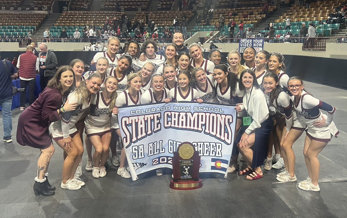 CCSDATHACT1's tweet image. 5A State Spirit: Day 2 - Cherokee Trail Cheer is the 5A Cheer State Champion!! Congratulations to Head Coach Kelsey Goodson and the Cougars on a great finals showing!
@CTCheer @RaptorCheer @GrandviewCheer @CCSDK12