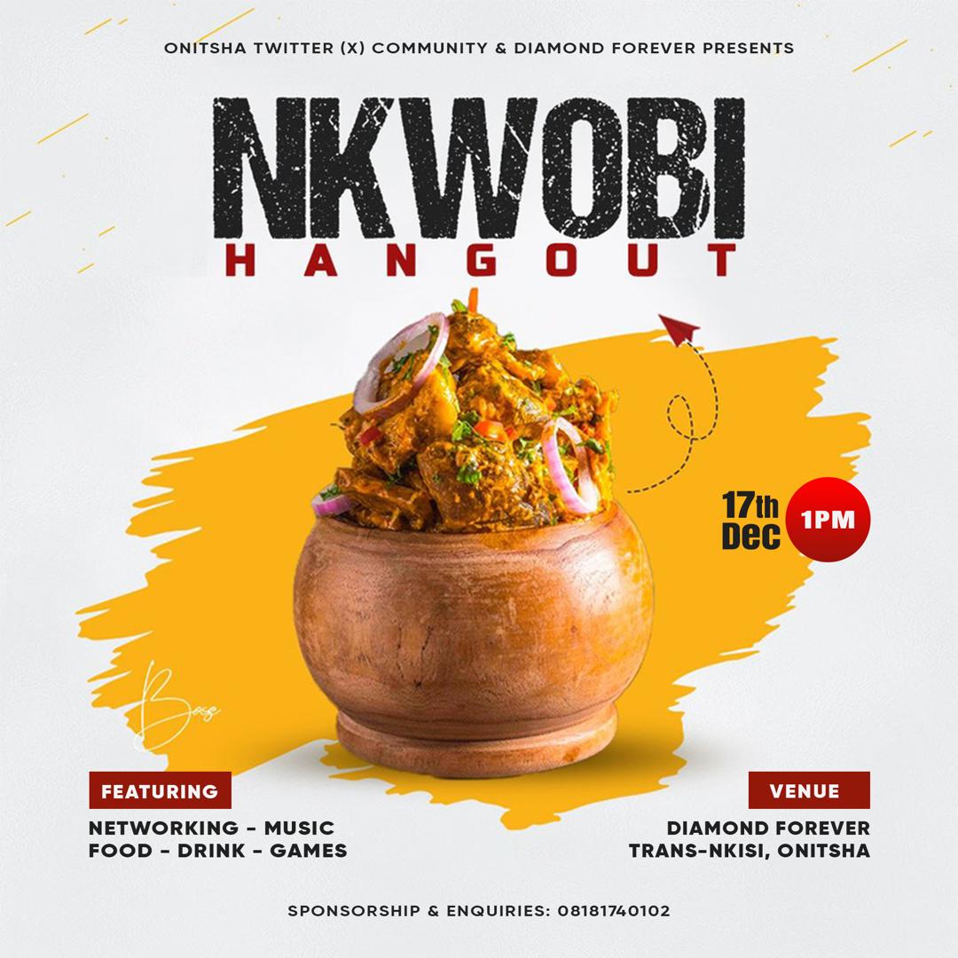 joelgoodness96's tweet photo. The awaited feast date is out💃
If you love Igbo dishes or wanna give it a try find your way down to NKWOBI HANGOUT organized by #onitshatwittercommunity and #diamondforever
It's gonna be fun and meet to meet gathering 😋
Don't miss this🍻🍻🍻
#OnitshaXNkwobiHangout. https://t.co/wQcKdi7AW8