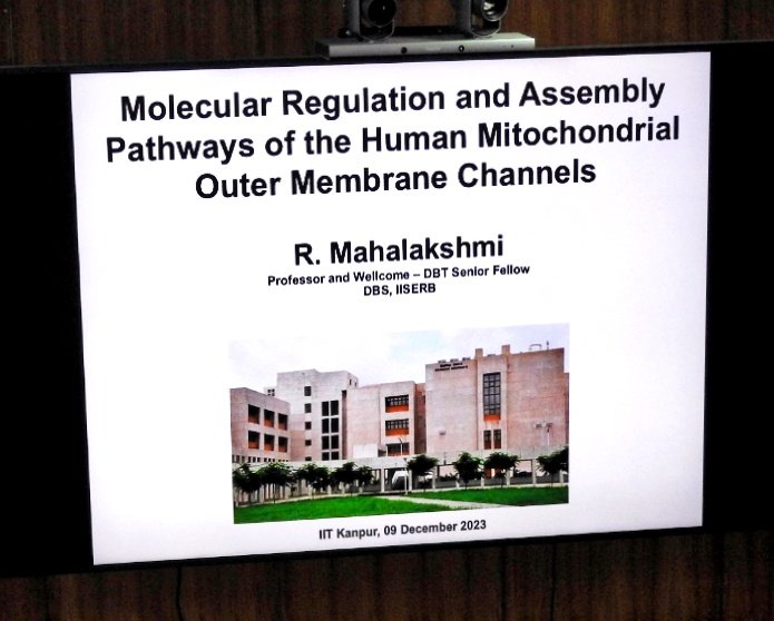 NashrahZaidi's tweet photo. Join us in welcoming Dr R. Mahalakshmi @mahas999 to the stage! from @iiserbhopal, she will be shedding light on folding and function of selected mitochondrial membrane proteins.. Get ready for a captivating exploration...
#IITKanpur
@arshukla @India_Alliance https://t.co/V7q6mVVMZZ