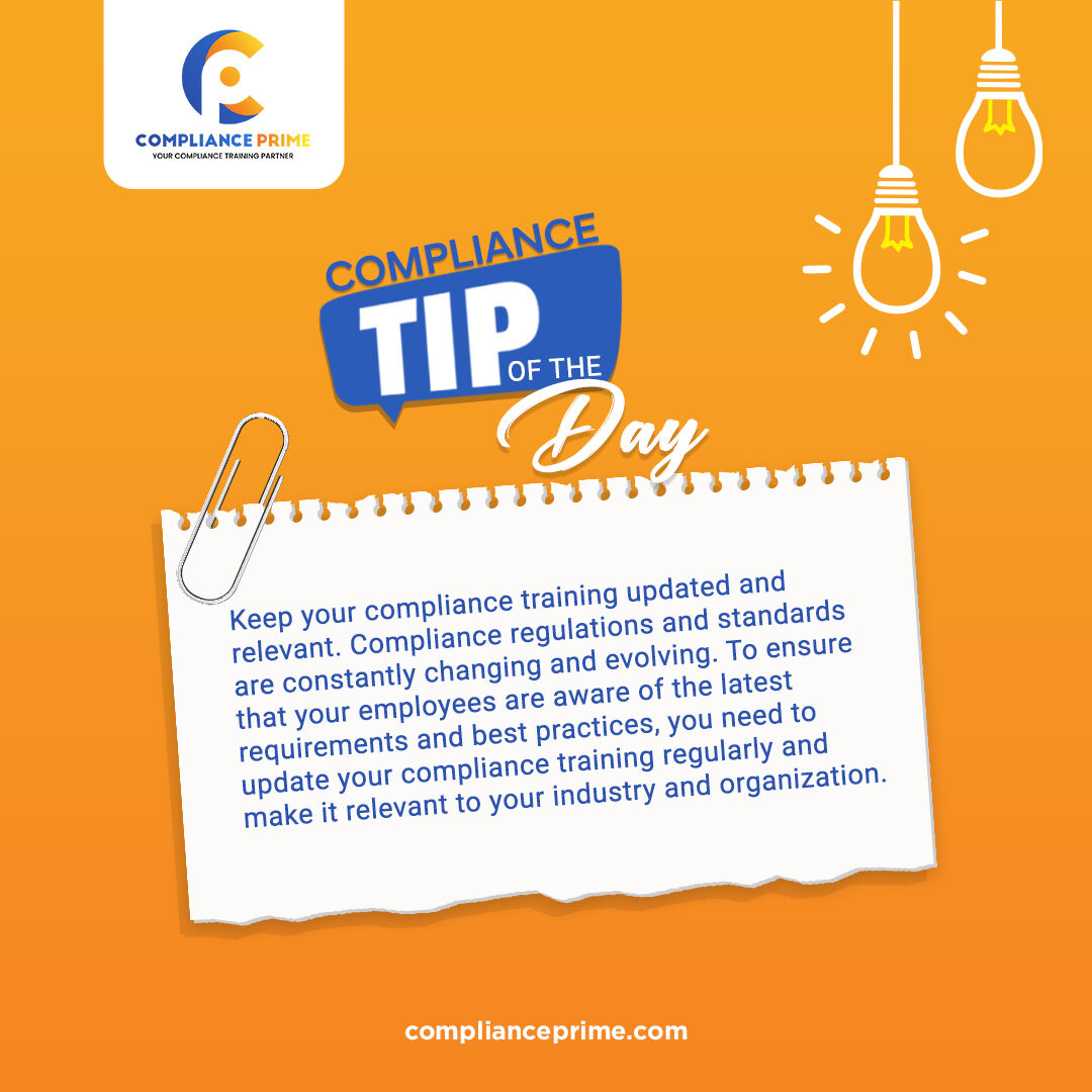 Don’t let compliance regulations catch you off guard. Update your training frequently and make it specific to your industry and organization.

Enroll For Our Membership Today: complianceprime.com/membership
#compliance #compliancetraining #complianceprogram #compliancetips