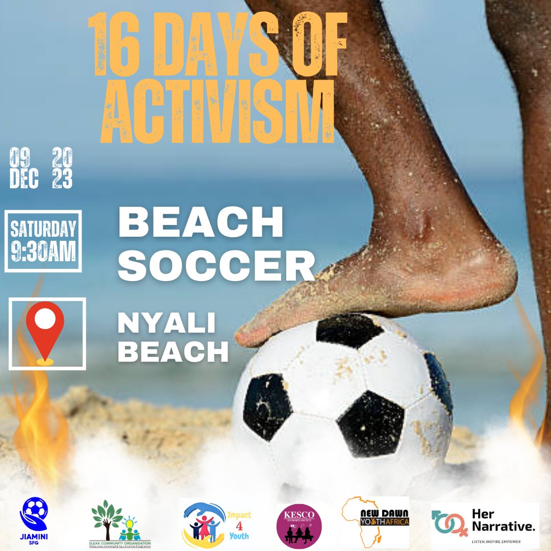 It's crucial to stand together against all forms of violence and discrimination. Join us today at Nyali Beach for a Beach Soccer event, where we'll not only play but also raise awareness about ending violence against all genders.
#16DaysOfActivism
#16DaysOfActivism2023