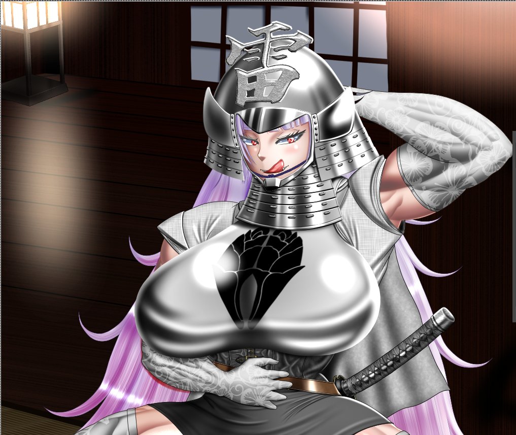 当世具足は初めて描くから難しくなあ。 