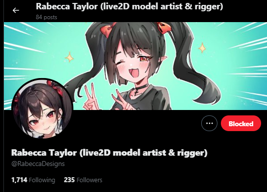 Art thief: @/RabeccaDesigns

Using multiple vtuber model showcases that isn't their to promo their commission

#Arttheft #scammer #artscammer
[more info below]