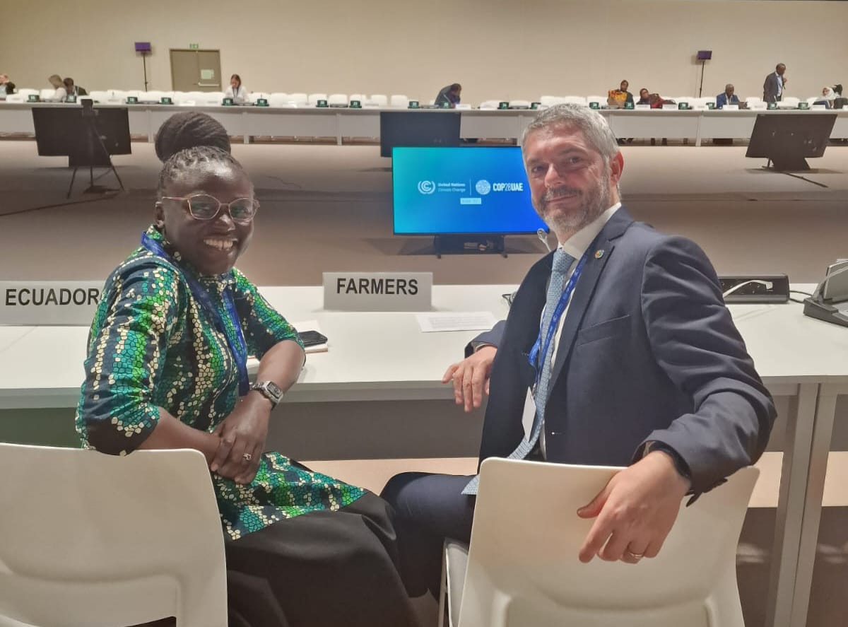 kenaff_farmers's tweet photo. At the High Level Ministerial Dialogue on Climate Finance @COP28_UAE, Ms. Awuor (KENAFF) and Mr. Bartolini (Italy) reiterated the need to increase and unlock new and inclusive climate finance for smallholder farmers.

#ClimateFinance #ClimateEmergency #COP28 @worldfarmersorg https://t.co/O9nowunSBo