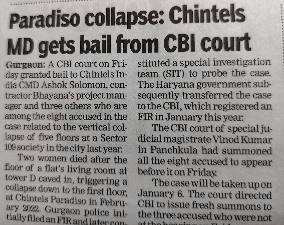 # <a href="/barandbench/">Bar and Bench</a> <a href="/cmohry/">CMO Haryana</a> <a href="/ChintelsOwners/">Chintels Paradiso Flat Owners</a> <a href="/PMOIndia/">PMO India</a> @Centralbureau10 <a href="/chintelsgroup/">Chintels</a> <a href="/rashtrapatibhvn/">President of India</a>   Why bail for former known drug peddler and highly corrupt bribe throwing and most influential #CHEATBUILDER? Do innocent home buyers lives have no value?#MODIJIYRGUARANTEE needed!