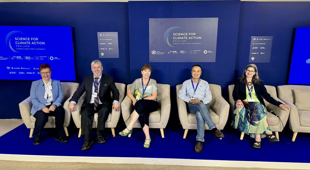 Climate scientist Sebastien Biraud, second from left, joined a panel at #COP28 today to discuss quantifying #carbon uptake by forests. #netzero ⁦<a href="/BerkeleyLab/">Berkeley Lab</a>⁩ ⁦<a href="/scbiraud/">Sebastien Biraud</a>⁩