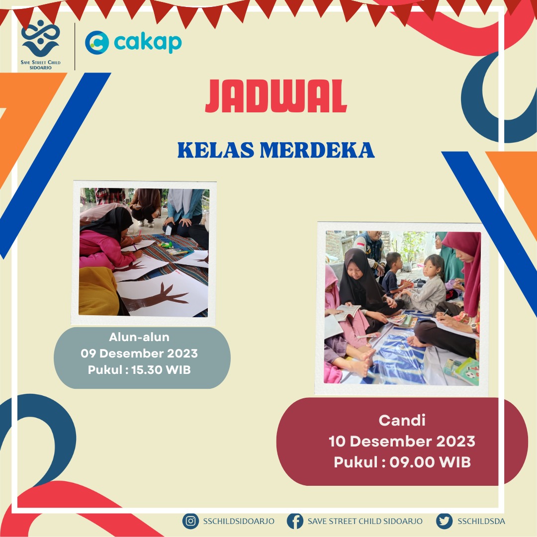 SSChildSidoarjo's tweet photo. [Info Kegiatan]
Kelas Merdeka 🔥

Tanggal  : 9 Desember 2023
Pukul      : 15:30 WIB - Selesai
Tempat  : TL Alun-Alun Sidoarjo

Tanggal  : 10 Desember 2023
Pukul      : 09:00 WIB - Selesai
Tempat  :  Candi Jaya https://t.co/zMTF2P1zqn