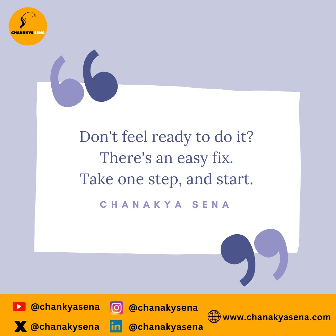 Don't feel ready to do it? There's an easy fix. Take one step, and start. #chanakyasena #MahuaMoitra #CorruptionKiDukan #हिन्दूसाहेबान_नहीं_समझे #SoniaGandhi #FighterTeaser #AkbaruddinOwaisi #VidaaMuyarchi #GeetuMohandas #நக்கிட்டுபோன_4000கோடி #Ohtani