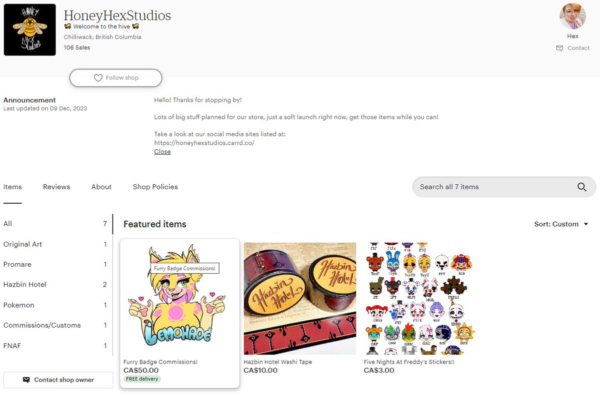 Our store is now open on Etsy!! Check it out. 
etsy.com/ca/shop/HoneyH…