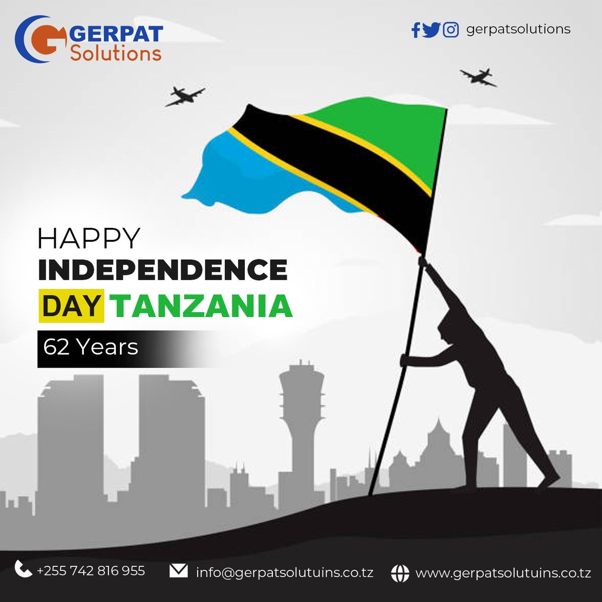 gerpatsolutions's tweet photo. Happy Independence Day
#tanzania
#zanzibar
#Uhuru
#happyindependenceday
#uhuruday
#miaka62yauhuru
#sikuyauhuru
#sikuyauhurutanzania
#sikuyauhuru2023
#gerpatsolutions https://t.co/znSMGZVbS6