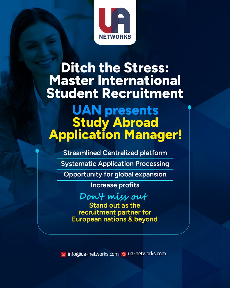 uanetworks's tweet photo. 📷 Revolutionize Your Recruitment Journey with Study Abroad Application Manager!
.
.
.
#EducationalPartnerships #educationalleadership #futureofeducation #careerdevelopment #higheredtech #innovativeplatform #EducationRevolution #StudyAbroadSuccess #InternationalOpportunities https://t.co/a0ZP8bClk3