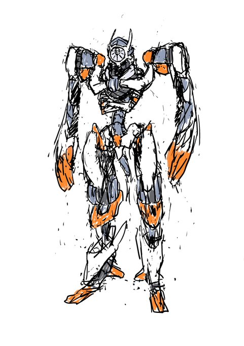 昔描いた、ネットで見かけた防じんマスクのデザインがかっちょええなと思って顔に配したロボ。
肝心のマスクの画像が検索で見つからない。 