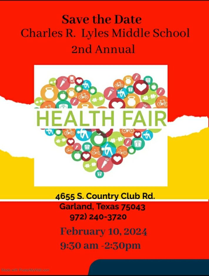 Save the date!! Join us for our 2nd Annual Health Fair!!! You don't want to miss it!!!