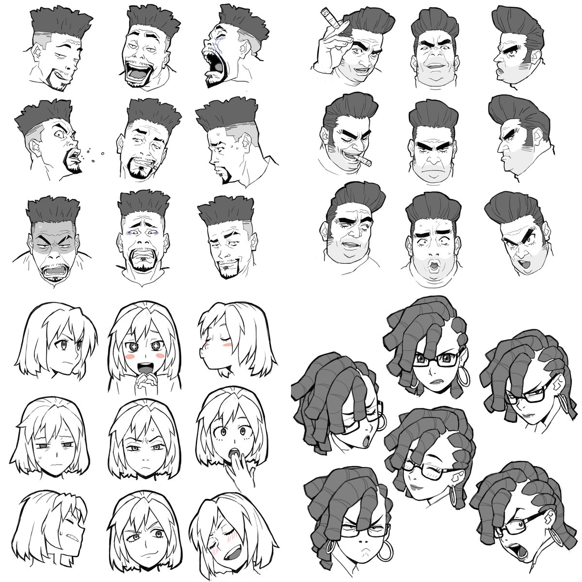 Character facial expressions for The Boondocks Reboot.