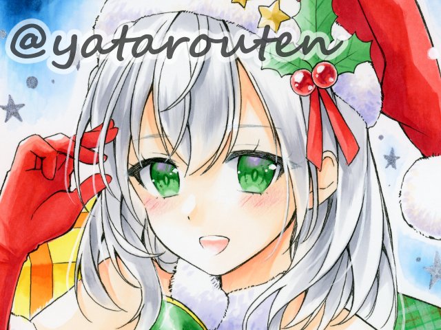 houshou marine 1girl santa hat solo hat heterochromia christmas twintails  illustration images