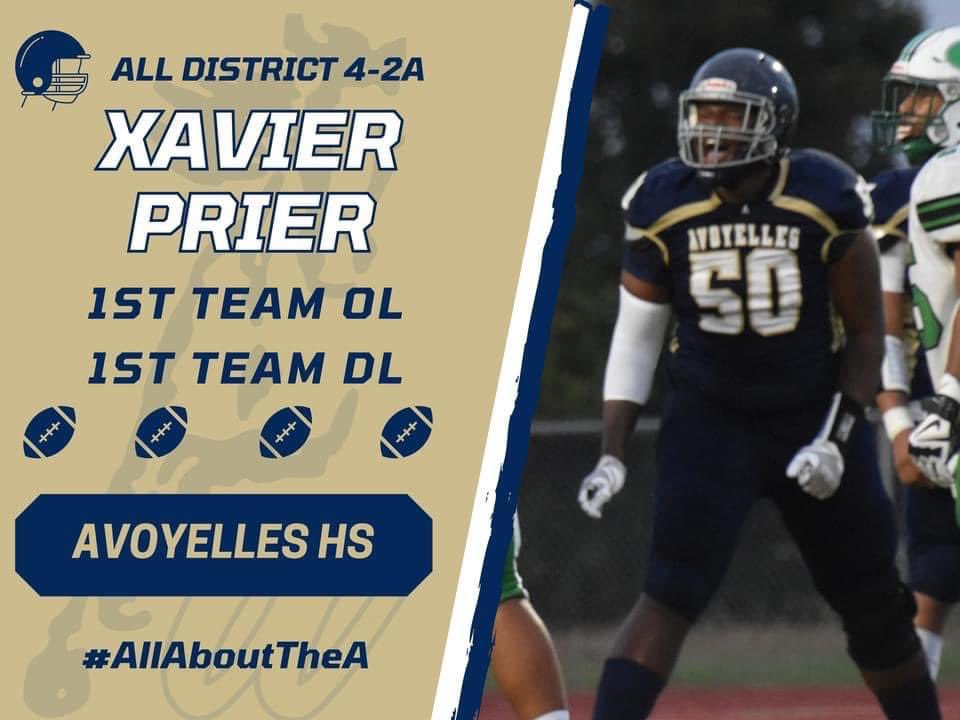 XavierPrier50's tweet photo. Blessed to be named 1st team OL and DL for all district 4-2A🙌🏾 @JeritRoser @PrepRedzoneLA @RecruitLouisian @9_kjones https://t.co/u8gSIInPPU