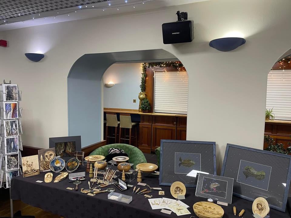 pennyirvineart's tweet photo. All set up with @NWoodturning in the Pentland Hotel 11-3 today. We would love to see you there 🎄 https://t.co/zjxwawHdtE
