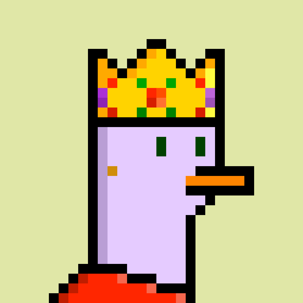 Day 9 flexing my favorite NFTs.

Meet King QuackPixel, the most regal ruler in the pixel pond! 👑🦆 
With a crown full of digital gems and a beak that's sharper than 8-bit, he's ready to dive into a new day. 👾

@ElrondDucks #theducks