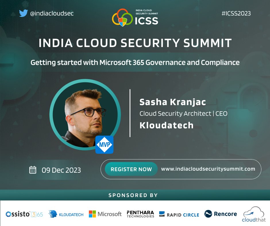 Hey, join me at @indiacloudsec for a session about Microsoft 365 governance and compliance!
#M365 #security #governance #compliance #MVPBuzz #RDBuzz