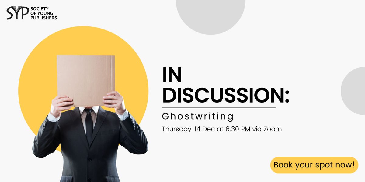 Join us this Thursday for a discussion with ghostwriter guests @ShannonDotKyle, @ProfGhost and @AndrewCrofts about this fascinating aspect of the publishing industry. Grab your free ticket online! Zoom link will be provided to attendees closer to the date thesyp.org.uk/event/syp-lond…