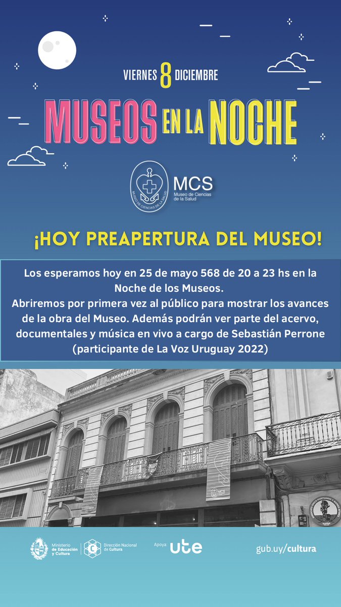 mcsuruguay's tweet photo. ¡¡Gracias por acompañarnos ayer en la pre apertura del Museo en el marco de Museos en la Noche!! 

En 2024 será la inauguración oficial del Museo 🙌🏻

@MuseosUruguay @CulturaMEC https://t.co/mMRCam7MjE