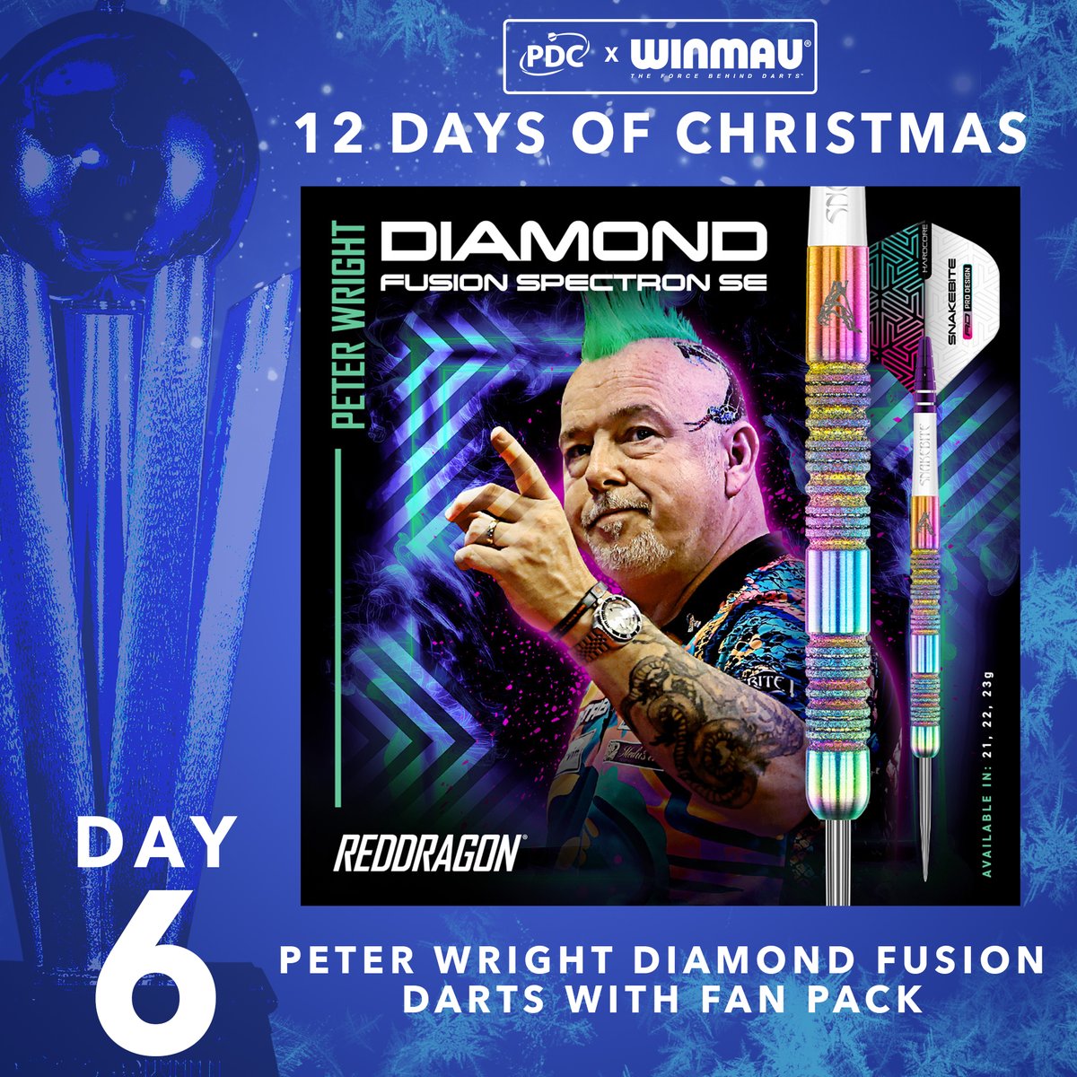 DAY 6️⃣ 

Another great prize up for grabs today courtesy of <a href="/Winmau/">Winmau</a>...

Simply Retweet this post to be in with the chance of winning a set of Peter Wright Diamond Fusion Darts with a fan pack.

Explore the full range: bit.ly/Winmau2024