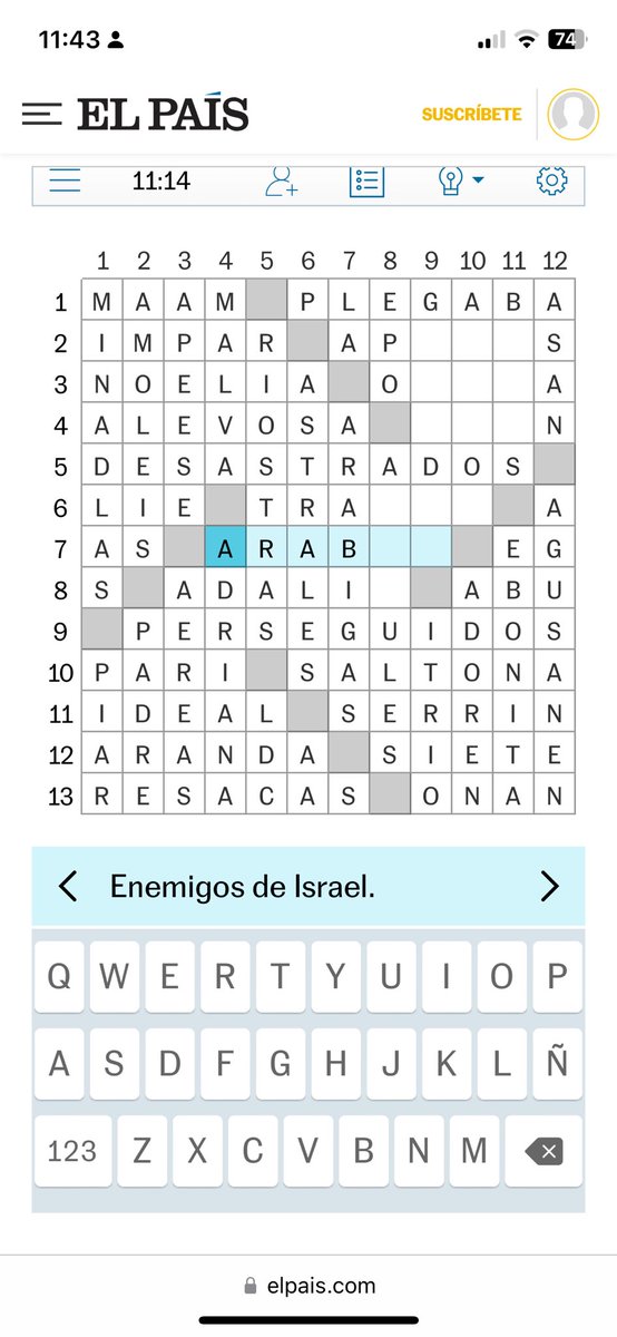 tonimaister's tweet photo. @unalmaconcalma @Mercutio_M @elpais_espana mete su propaganda hasta en los lugares más recónditos de su web. Hoy en su crucigrama https://t.co/k5Lp2yuDZn