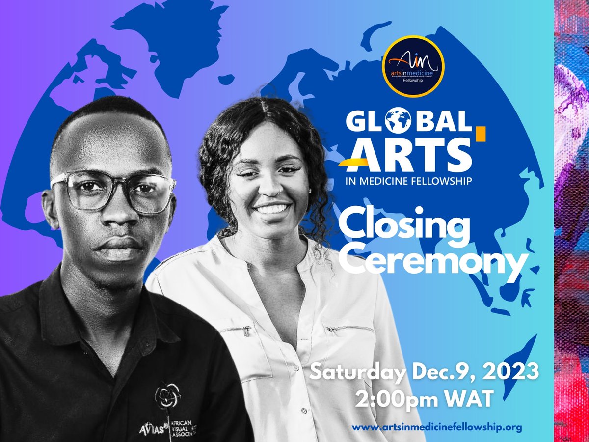 Congratulations! It's our closing ceremony today and we are excited about the impacts of arts and health program delivered by the Global Arts in Medicine Fellows from 28 countries across the world. Join us at 2:00pm West African Time today. #GAIMF2023 #Cohort5 #Closingceremony