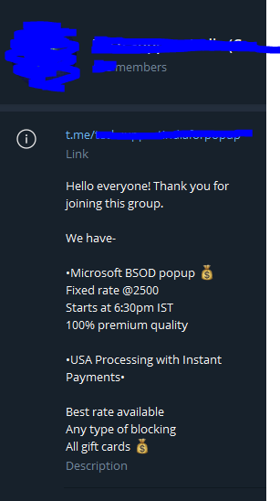 Busters_1's tweet image. we just found an indian telegram channel for scam servivces like fake microsoft popup scam and selling voip for scammers and even converting from gift cards to normal cash or other things
#scambaiting #scambaiter
