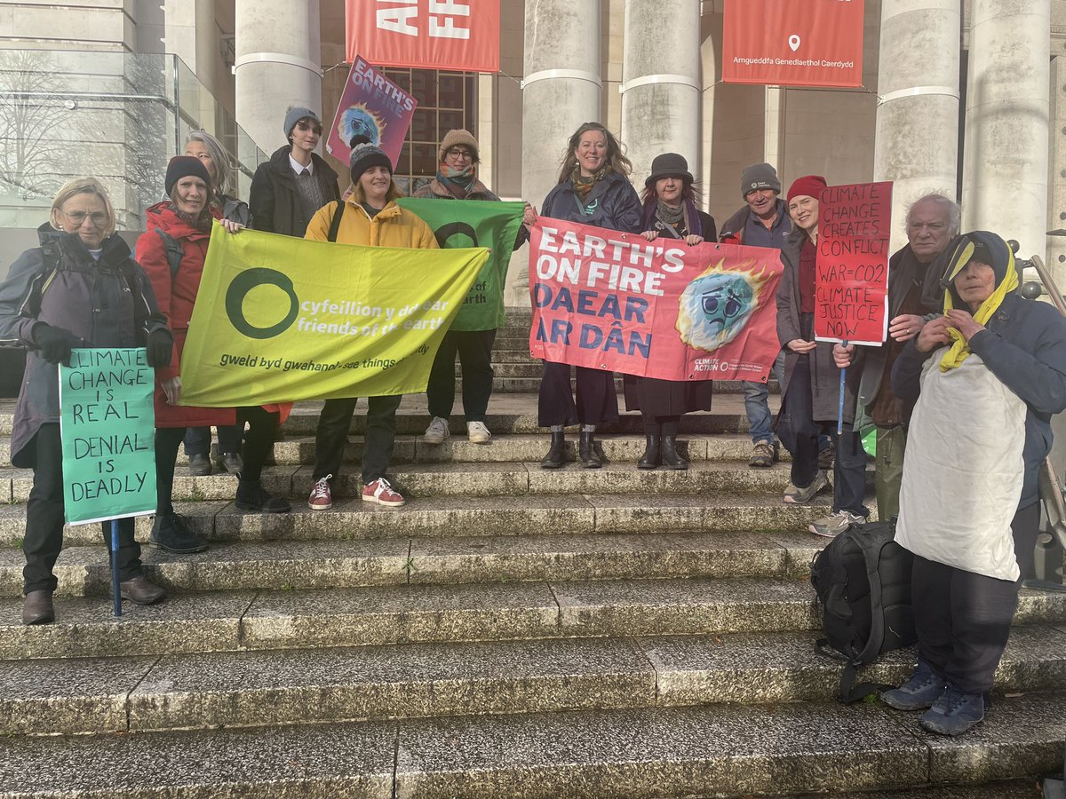 🌎💪Today is the Global Day of Action for Climate Justice. 

👋A big hello from <a href="/friends_earth/">Friends of the Earth</a> crew!
 
✊We're here in #Cardiff to call on leaders to take urgent action.
 
#NowWeRise #COP28 <a href="/FOE_Community/">Friends of the Earth community</a>