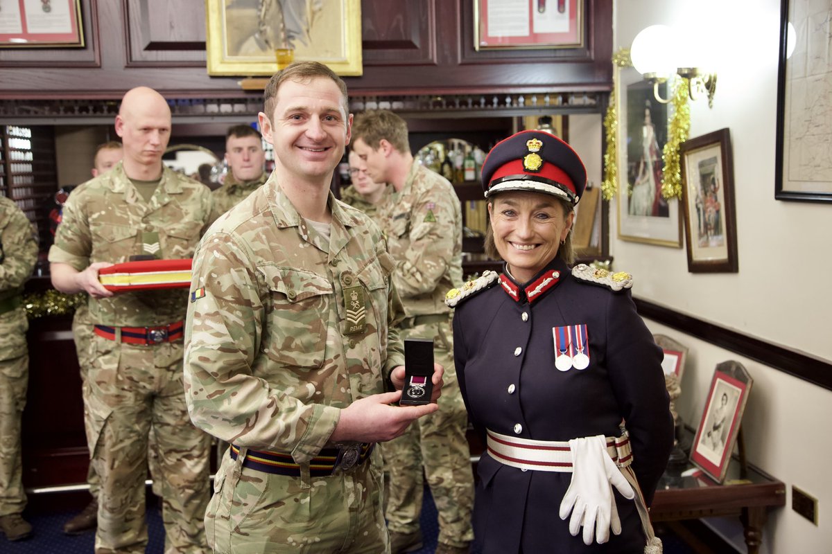 The Lord Lieutenant of North Yorkshire presented medals to 6 Lancers: Sgts Milakovic and Blackford and SSgts Taylor, Atherley and Williamson all received the Long Service and Good Conduct (LSGC) Medal. Capt Hollis received a clasp for his LSGC. #winning #medal #orglory