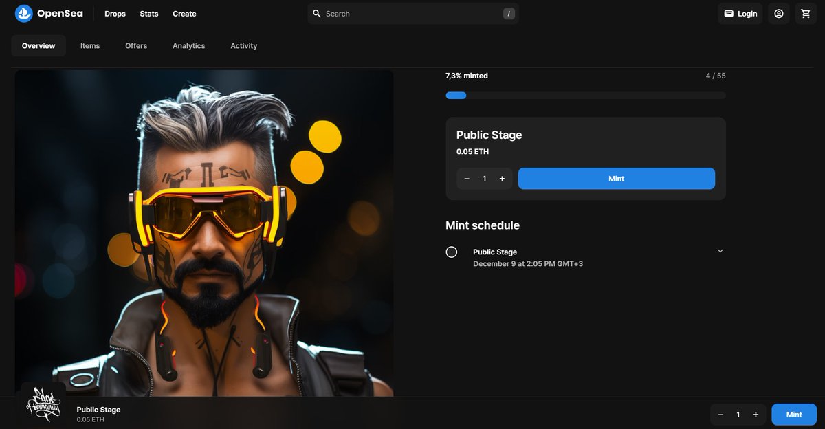 I am very happy and grateful that my " Edge Of Humanity Ai" collection is now Active and mint Going on <a href="/opensea/">OpenSea</a>  🔥❤
Only 55 unique avatars, choose your own and Save Your Humanity 🤖
The link to the Opensea Drops page is below in the comments