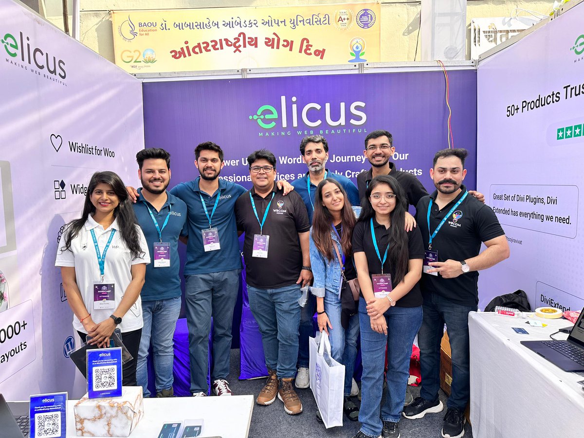 Great meeting the Ellicus team at WordCamp! Excited about the potential connections. #WordCamp #Ellicus #WbcomDesigns #WCAhmedabad 

<a href="/helloelicus/">Elicus</a>