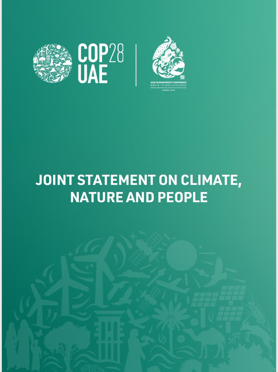 📣Just released: Joint Statement on Climate, Nature and People 

From the @UNFCCC @COP28_UAE  Presidency, CBD COP15 Presidency, chairs of the undersigned partnerships, initiatives and coalitions, and endorsing member countries 👇

🔗 cop28.com/en/joint-state…

#AgreementToAction