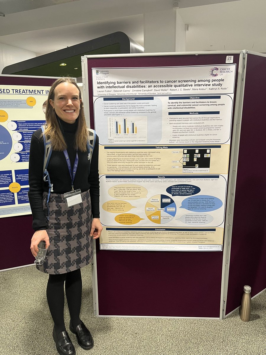 @lauren_fulton1 presenting her poster at #seattleclub2023 about the barriers and facilitators to cancer screening among people with intellectual disabilities @ScotLDO @deborah_kinnear @Katie_Robb_Glas