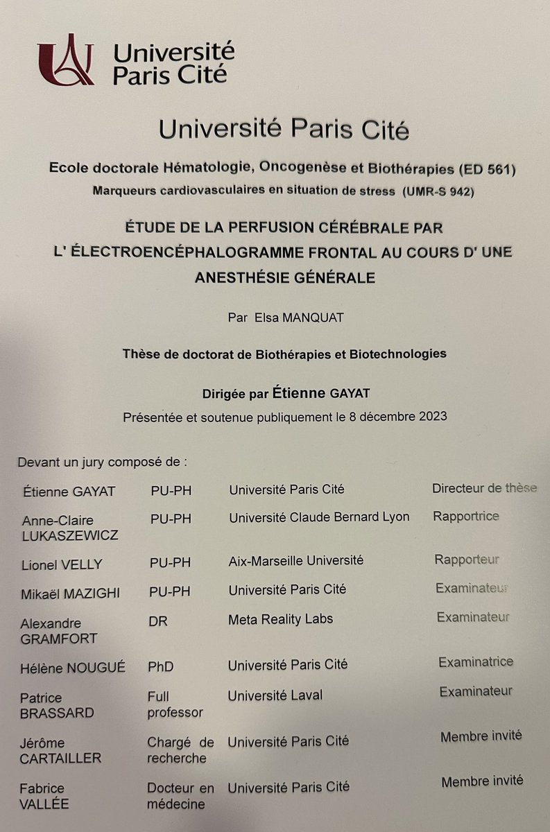 Alexandre Mebazaa (@alexmebazaa) on Twitter photo The great season of PhD defense is ongoing at MASCOT @inserm <a href="/univ_paris_cite/">Université Paris Cité</a> <a href="/APHP/">Assistance Publique – Hôpitaux de Paris (AP-HP)</a> <a href="/Bernoulli_Lab/">Bernoulli_Lab</a> <a href="/Inria/">Inria</a> <a href="/FHU_Promice/">FHU Promice</a> Using AI, Elsa Manquat <a href="/Emissed/">Elsa Manquat</a> identified EEG markers of cerebral hypoperfusion. Bravo to her and to mentors <a href="/EtienneGayat/">GAYAT Etienne</a> #Fabrice VALLEE <a href="/J_Cartailler/">Jerome Cartailler</a> The great season of PhD defense is ongoing at MASCOT @inserm <a href="/univ_paris_cite/">Université Paris Cité</a> <a href="/APHP/">Assistance Publique – Hôpitaux de Paris (AP-HP)</a> <a href="/Bernoulli_Lab/">Bernoulli_Lab</a> <a href="/Inria/">Inria</a> <a href="/FHU_Promice/">FHU Promice</a> Using AI, Elsa Manquat <a href="/Emissed/">Elsa Manquat</a> identified EEG markers of cerebral hypoperfusion. Bravo to her and to mentors <a href="/EtienneGayat/">GAYAT Etienne</a> #Fabrice VALLEE <a href="/J_Cartailler/">Jerome Cartailler</a>