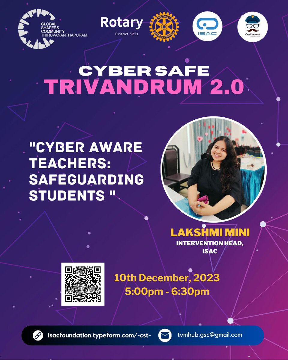isacfoundation's tweet photo. [Free Webinar] Cyber Aware Teachers: Safeguarding Students on 10th Dec 2023 at 5pm. Register Now: https://t.co/1tDjvJURGg 
#isac #isacfoundation #cybersecurity #awareness #trivandrum #students #copconnect #ccio https://t.co/OqDpJrKqMs