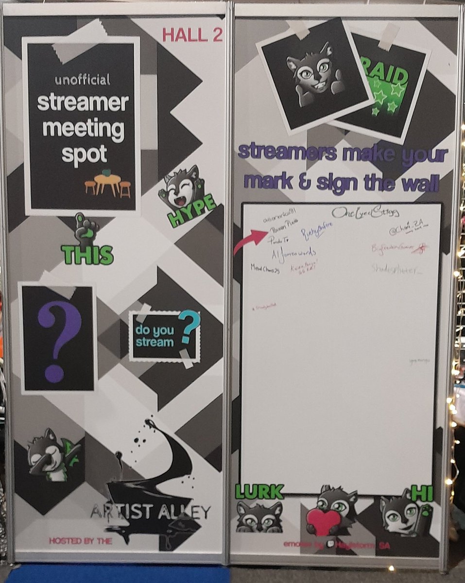 asananica81's tweet image. The space is slowly filling up!! 

Come make your mark at the unofficial streamer meeting point at rhe @rAgeExpo #ArtistAlley 

Find me at the Artist Alley to get a marker 💚