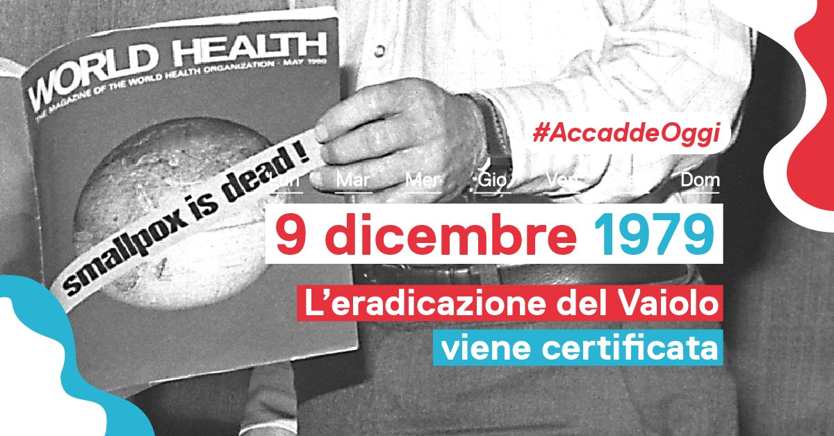 📆#AccaddeOggi #9Dicembre Oggi ricorre quella che può essere considerata come una vittoria nella Storia della Medicina. Questo traguardo verrà ricordato come il primo caso di una malattia infettiva completamente eliminata su tutto il pianeta.