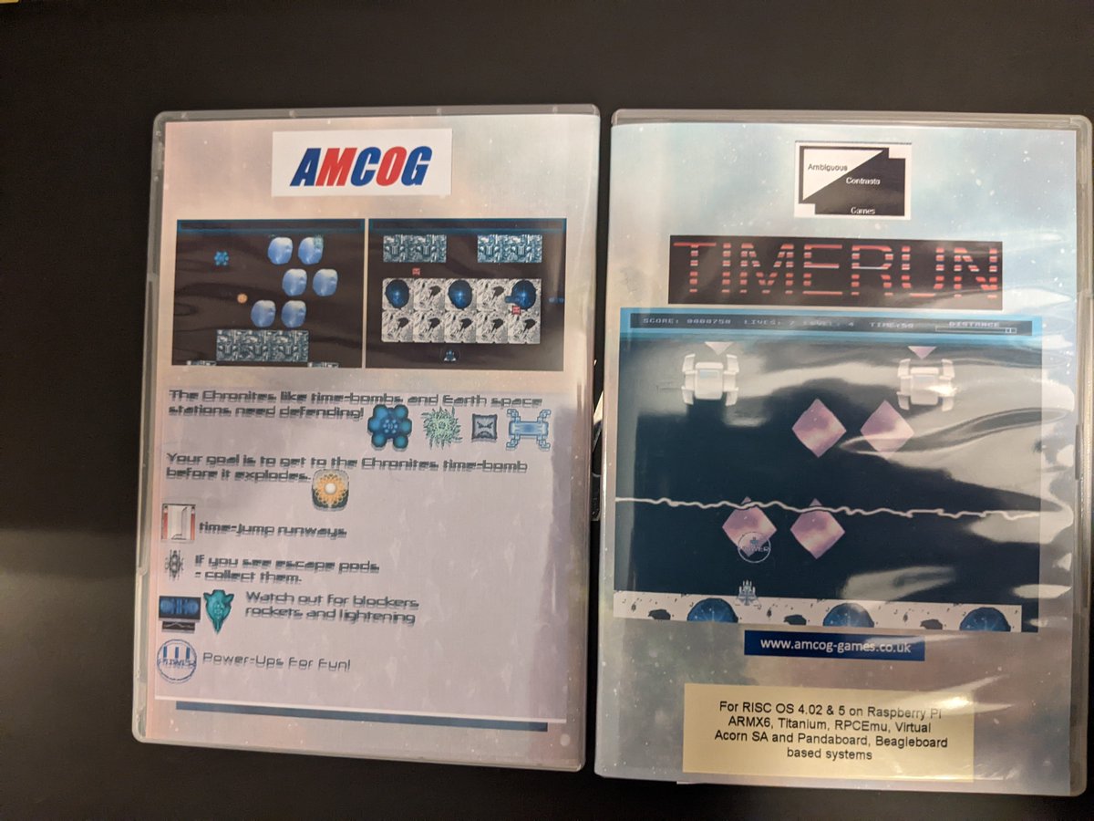 AmcogG's tweet photo. At https://t.co/PvIQG5bKzn.  Releasing TImeRun on physical media. Downloadable later this weekend. #indiedev #indiegame #retro #riscos #indiegamedev #gamedev https://t.co/is1eaLusU5