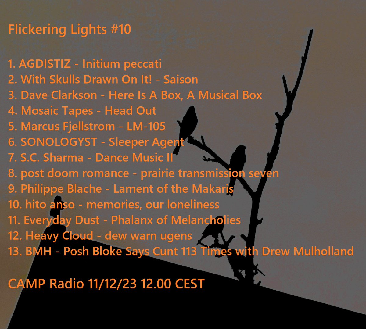 Isolated Community (@isolatedcomm23) on Twitter photo Flickering Lights #10 airing <a href="/listen_camp/">CAMP Radio</a> 11/12/23 12.00 CEST. <a href="/Ive_wsdoi/">With Skulls Drawn On It!</a> <a href="/WormholeWorld/">@wormholeworld.bsky.social</a> <a href="/postdoomromance/">post doom romance</a> <a href="/Avantologist/">jimmy peggie</a> <a href="/dipper1967/">Dave Clarkson</a> @couriersound <a href="/ivo_petrov/">Ivo Petrov</a> <a href="/Sonologyst/">Unexplained Sounds</a> <a href="/heavycloudhaze/">Ryan</a> <a href="/KAAAATE22/">Kate Bosworth</a> <a href="/BMH_13/">BMH</a> <a href="/IrregularPat1/">Irregular Patterns</a> Flickering Lights #10 airing <a href="/listen_camp/">CAMP Radio</a> 11/12/23 12.00 CEST. <a href="/Ive_wsdoi/">With Skulls Drawn On It!</a> <a href="/WormholeWorld/">@wormholeworld.bsky.social</a> <a href="/postdoomromance/">post doom romance</a> <a href="/Avantologist/">jimmy peggie</a> <a href="/dipper1967/">Dave Clarkson</a> @couriersound <a href="/ivo_petrov/">Ivo Petrov</a> <a href="/Sonologyst/">Unexplained Sounds</a> <a href="/heavycloudhaze/">Ryan</a> <a href="/KAAAATE22/">Kate Bosworth</a> <a href="/BMH_13/">BMH</a> <a href="/IrregularPat1/">Irregular Patterns</a>